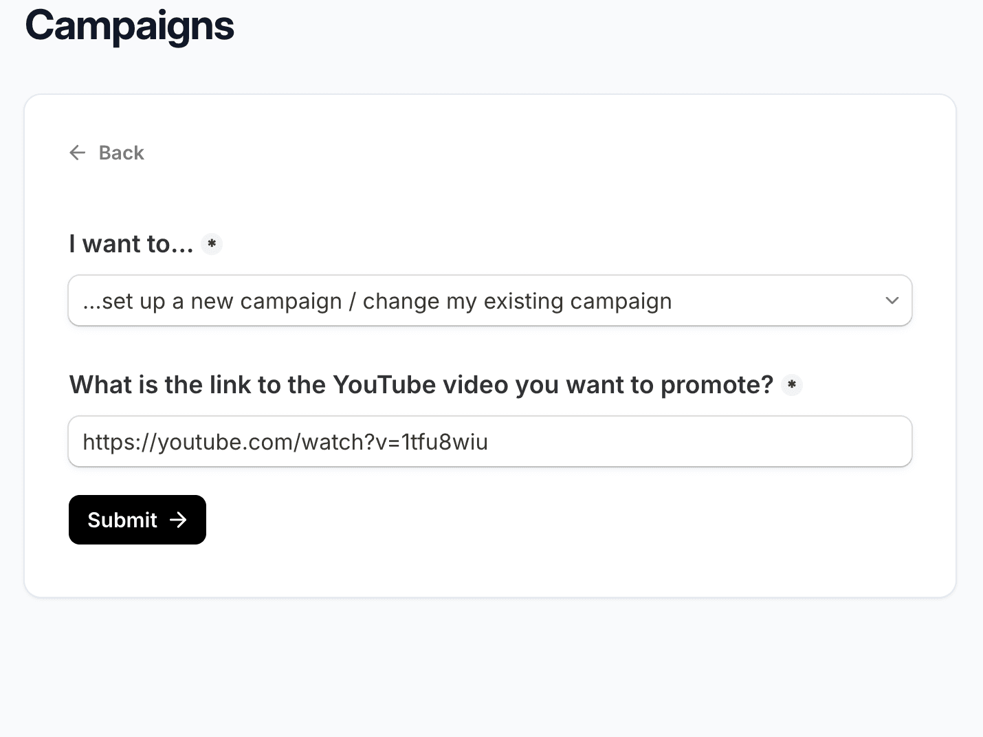 Campaigns management dashboard